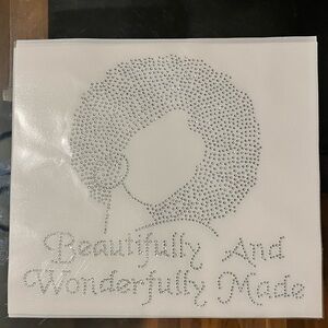 Rhinestone Afro Iron On Transfer - 'Beautifully And Wonderfully Made'